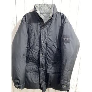 Vtg 90s Men’s Polo Sport Reversible Down Full Zip Coat Black And Silver Small